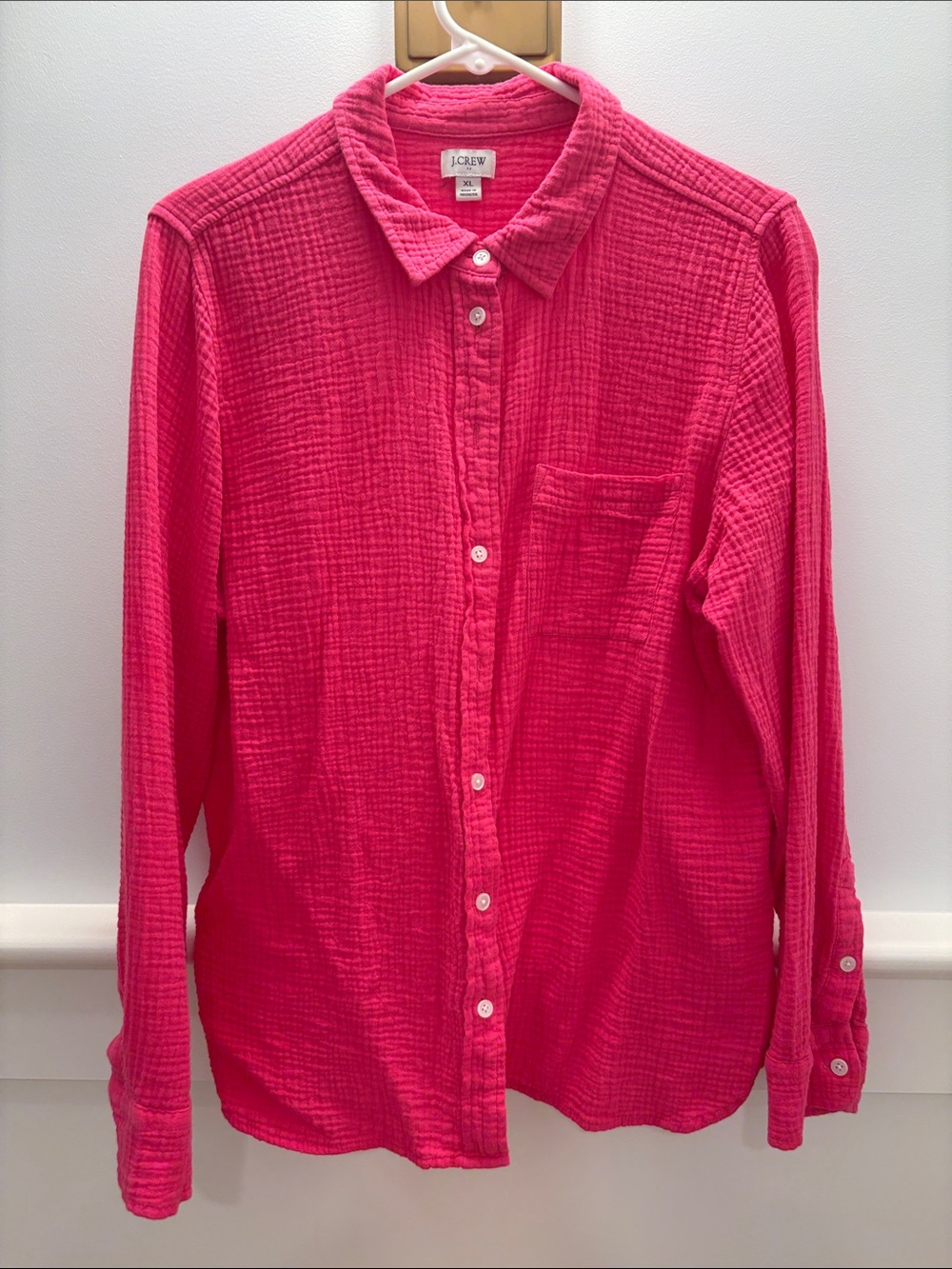 J. Crew Ladies XL Button-Down Shirt — Hot Pink